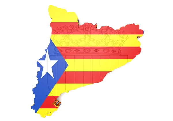 Ilustração mapa da Catalunha com bandeira — Fotografia de Stock