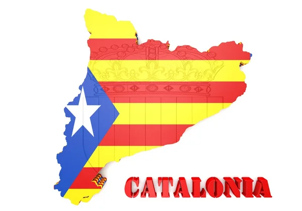 Ilustração mapa da Catalunha com bandeira — Fotografia de Stock