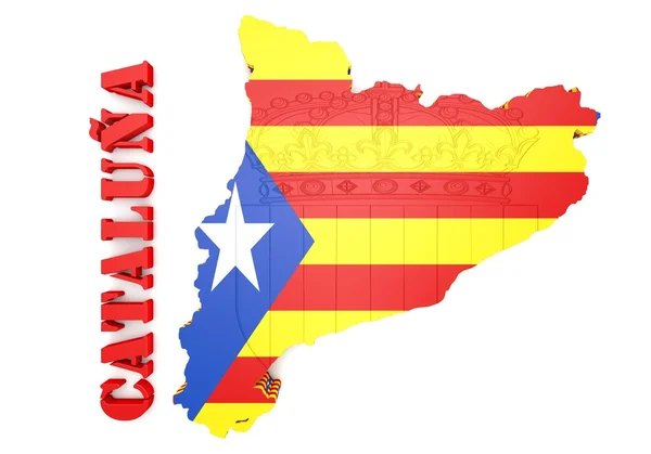 Ilustração mapa da Catalunha com bandeira — Fotografia de Stock