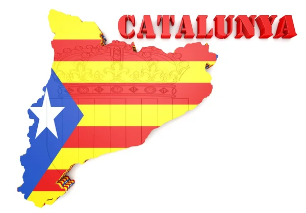 Ilustração mapa da Catalunha com bandeira — Fotografia de Stock