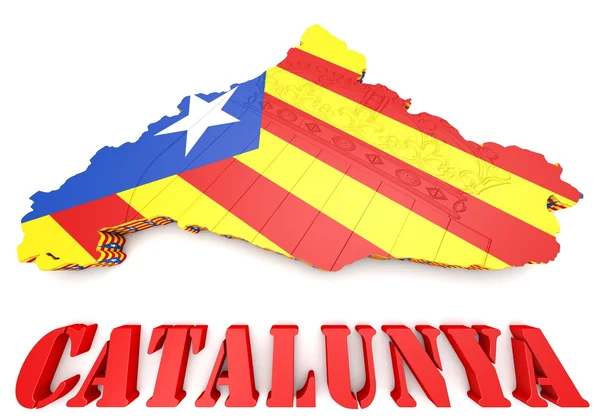 Map illustration of Catalonia with flag — Stock Photo, Image