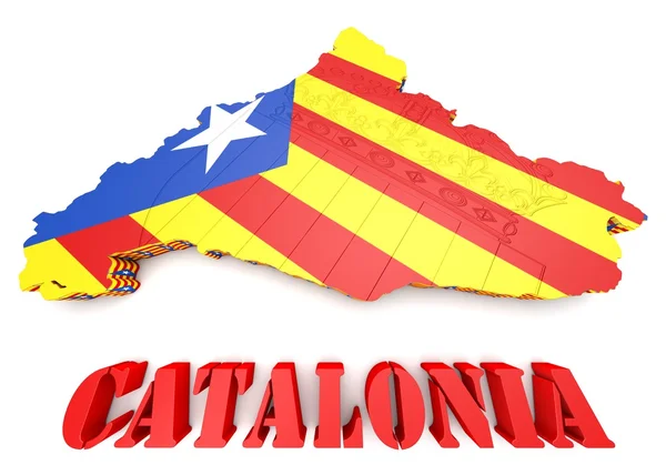 Map illustration of Catalonia with flag — Stock Photo, Image