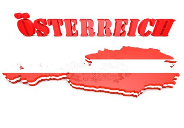 harita illüstrasyon Avusturya bayrağı
