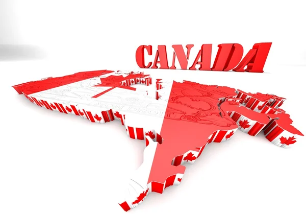 깃발 색깔을 가진 캐나다의 지도 — 스톡 사진