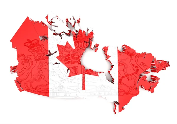 Carte du Canada avec couleurs du drapeau — Photo