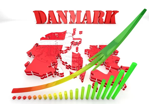 Map illustration of Denmark with flag — Stock Photo, Image