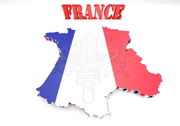 Carte de la France avec couleurs du drapeau . — Photo