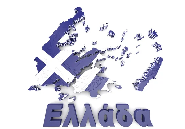 Map illustration of Greece with flag — Stock Photo, Image