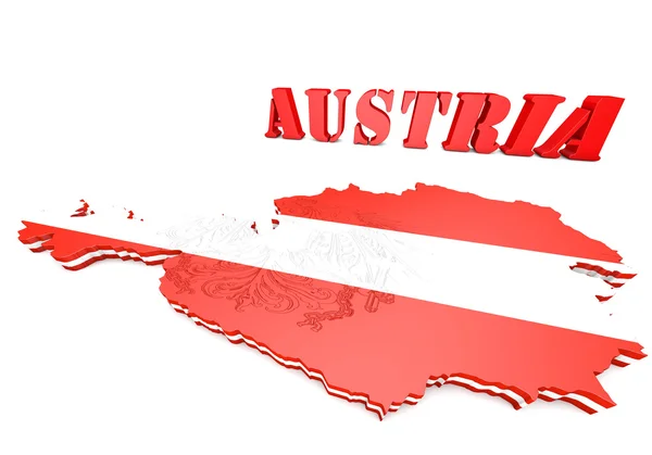 地图插图的奥地利国旗 — 图库照片