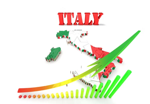 Χάρτη της Ιταλίας με σημαία — Φωτογραφία Αρχείου
