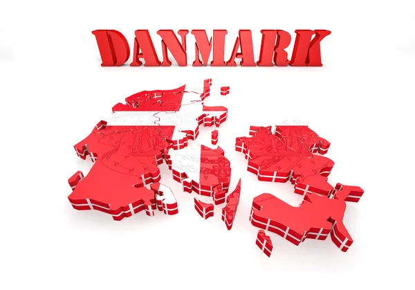 Karta illustration av Danmark med flagga — Stockfoto