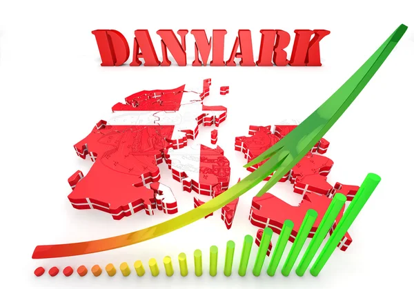 Ilustração do mapa da Dinamarca com bandeira — Fotografia de Stock