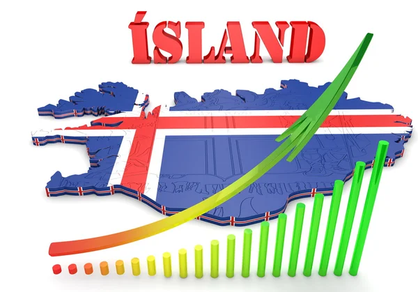 冰岛有国旗的地图插图 — 图库照片
