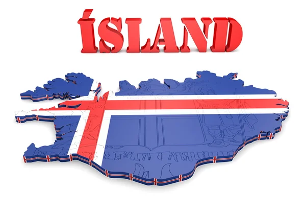 Mapa ilustración de Islandia con bandera — Foto de Stock