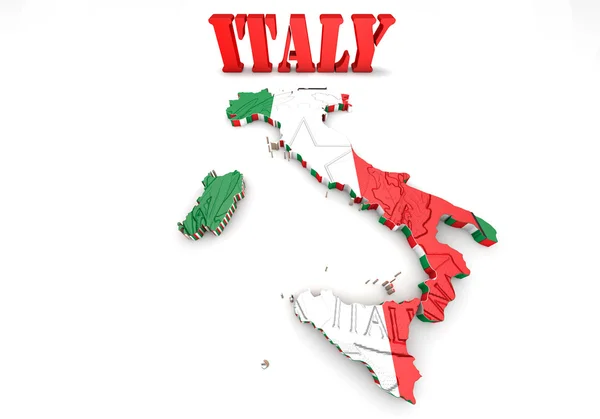 Kart over Italia med flagg – stockfoto