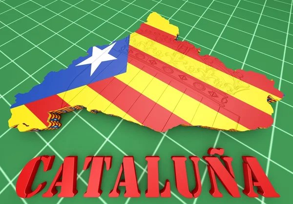 Map illustration of Catalonia with flag — Stock Photo, Image