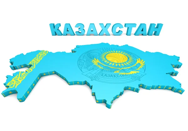 哈萨克斯坦国旗的地图插图 — 图库照片