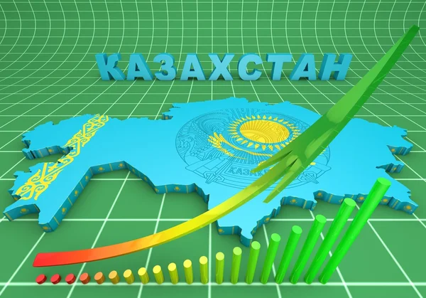 Карта ілюстрацією Казахстану з прапором — стокове фото