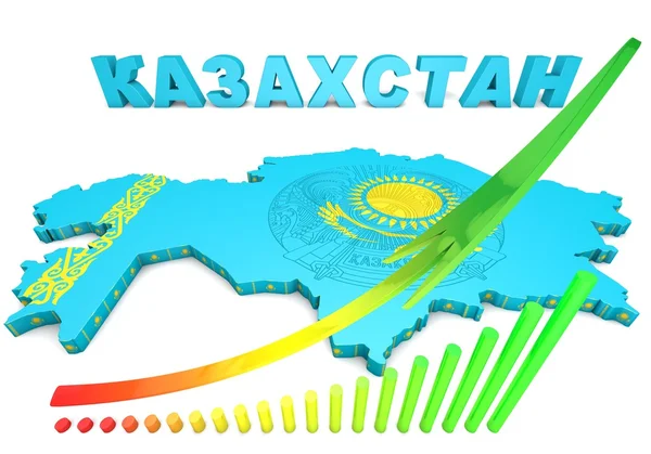 Mapa ilustración de Kazajstán con bandera — Foto de Stock