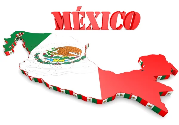 Mapa ilustración de México con bandera —  Fotos de Stock