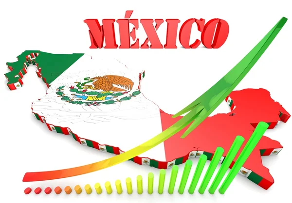 Map illustration of Mexico with flag — Stock Photo, Image