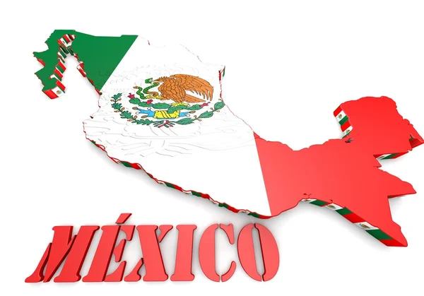 Mapa ilustración de México con bandera —  Fotos de Stock