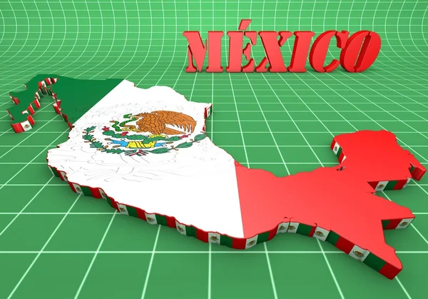 Mapa ilustración de México con bandera — Foto de Stock
