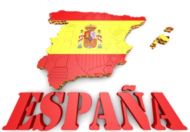 İspanya Haritası bayrak ile