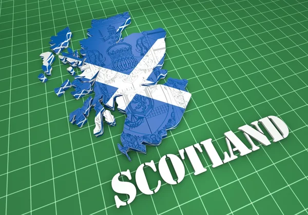 Scozia mappa bandiera 3d illustrazione — Foto Stock