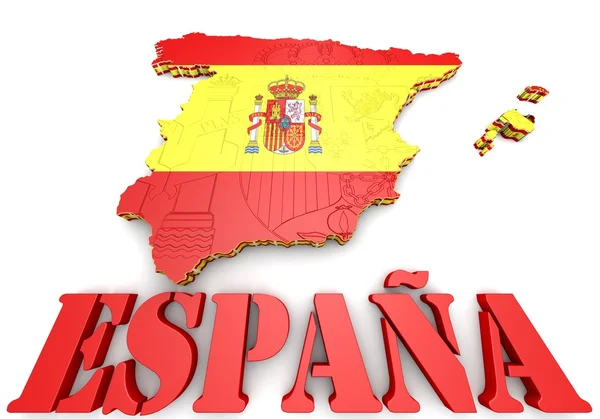 Map of SPAIN with flag — Stock Photo, Image