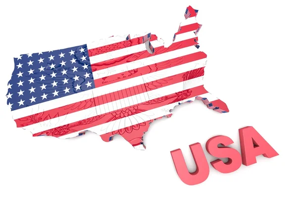 Flaga mapowana w USA na ilustracji 3D . — Zdjęcie stockowe