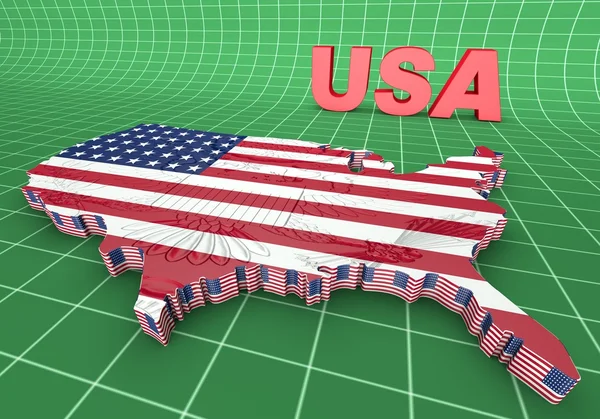 美国映射标志在 3D 插图 . — 图库照片