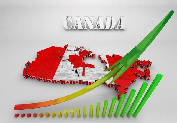 Carte du Canada avec couleurs du drapeau — Photo