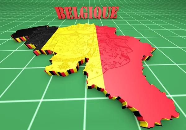 Afbeelding van de kaart van België met vlag — Stockfoto