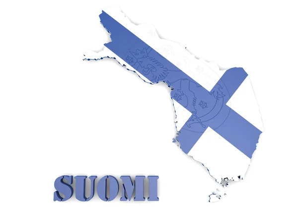 Mappa illustrativa della Finlandia con la bandiera — Foto Stock