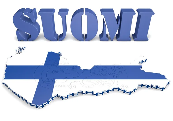 Map illustratin of Finland with flag — Stock Photo, Image