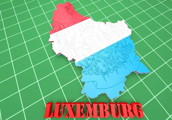 Mapa ilustración de Luxemburgo con bandera —  Fotos de Stock
