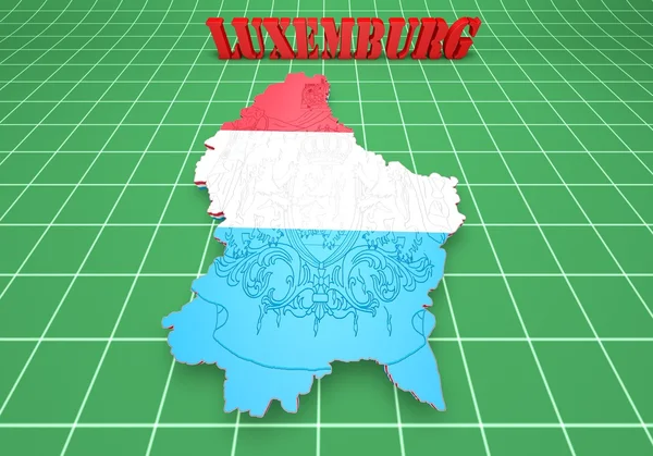 Map illustration of Luxembourg with flag — Stock Photo, Image