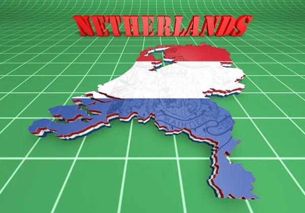 Map illustration of Netherlands with flag — Stock Photo, Image