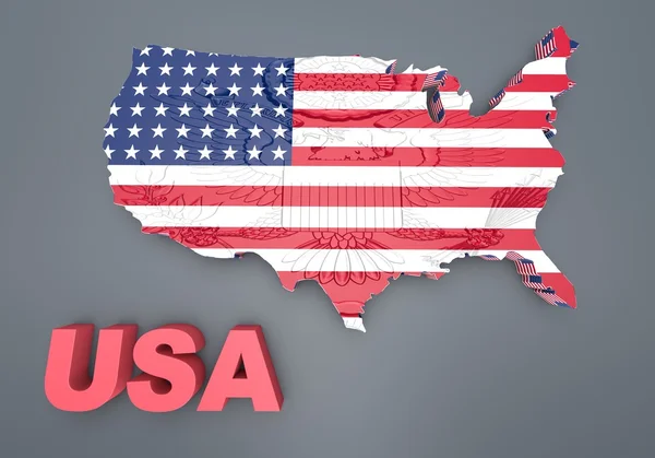 U.S.A. kartlagd flagga i 3D-illustration . — Stockfoto