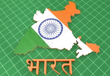 Ilustración de mapa de la india con bandera