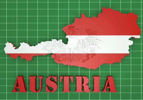 플래그와 함께 오스트리아의 지도 그림 — 스톡 사진