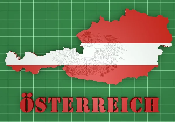 Mapa ilustración de Austria con bandera — Foto de Stock