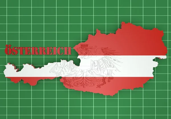 Map illustration of Austria with flag — Stock Photo, Image