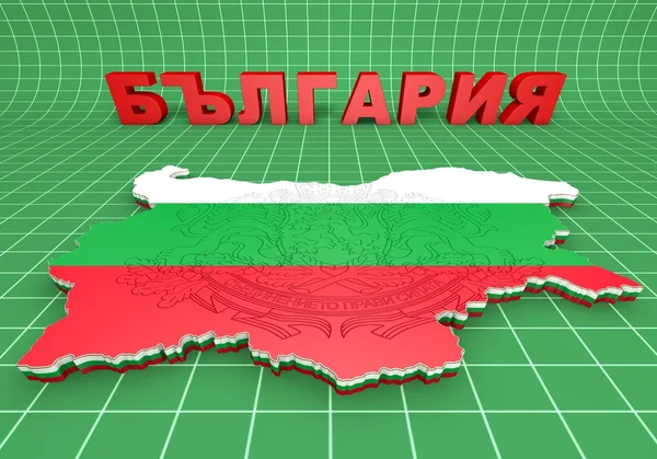 保加利亚国旗的地图插图 — 图库照片