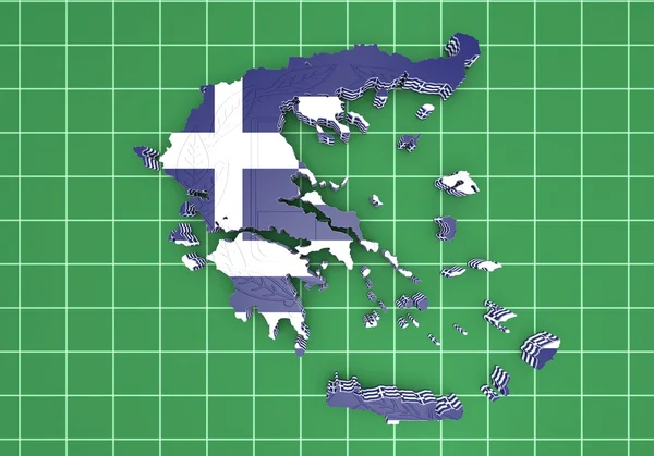 Karta illustration av Grekland med flagga — Stockfoto