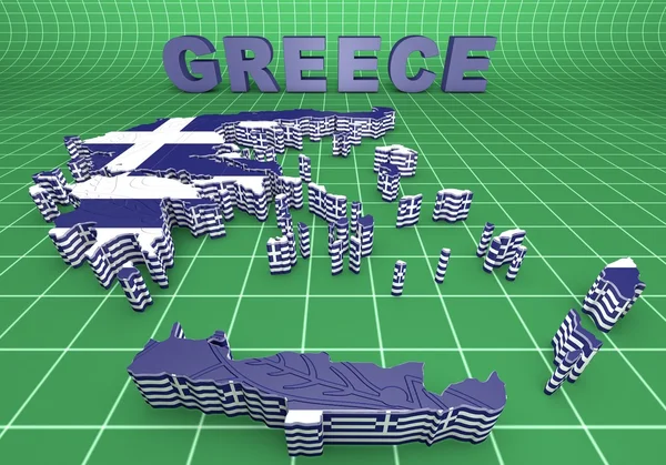 Karta illustration av Grekland med flagga — Stockfoto