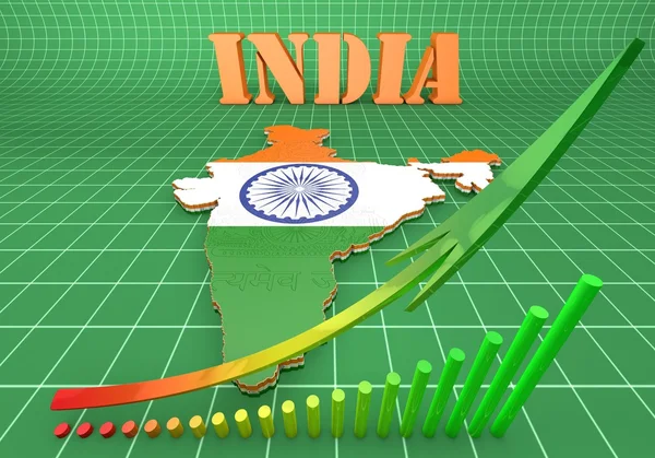 Ilustração do mapa da Índia com bandeira — Fotografia de Stock