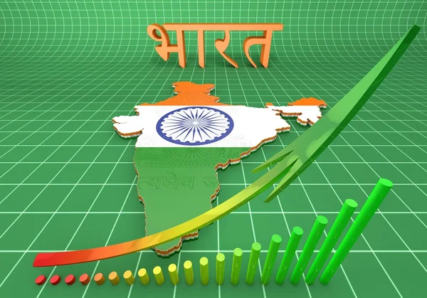 Mappa illustrazione dell'India con bandiera — Foto Stock