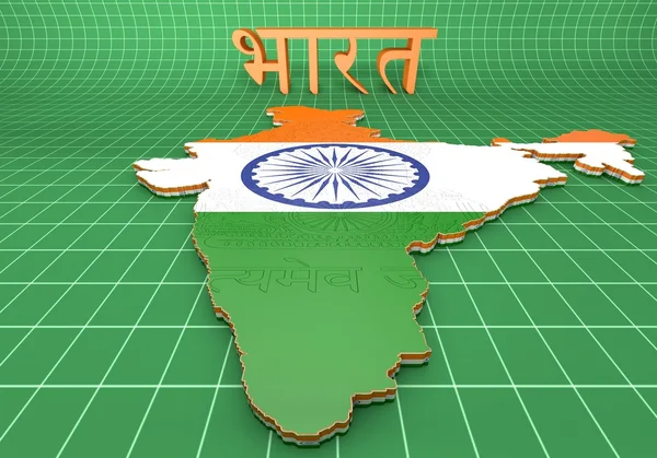 Ilustración de mapa de la india con bandera — Stok fotoğraf